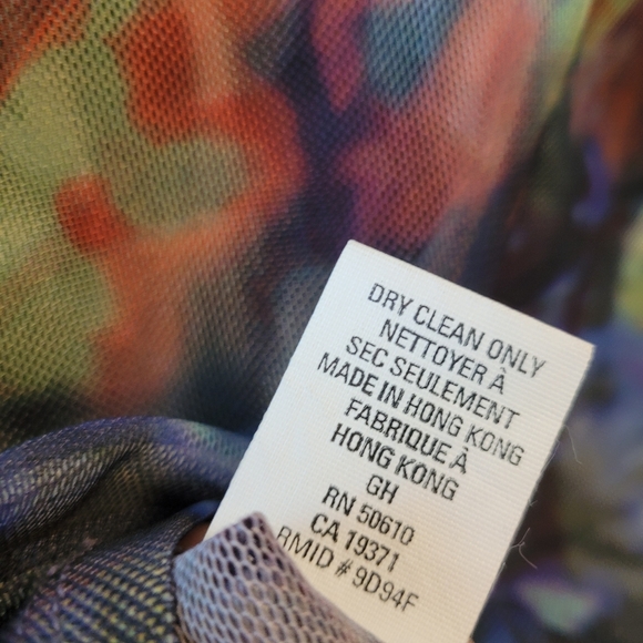 Anne Klein Abstract Colorful Long Sleeve Sheer Blouse - Picture 5 of 7